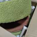 Wimarsbon Storage Ottoman, Modern Round Footrest with Soft Padded Seat, Teddy Velvet Footstool with Wood Legs, Accent Small Table or Plant Stand for Hallway, Living Room (Brilliant Green)