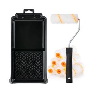 Bates- 4 Inch Paint Roller Kit, 8 pcs, Small Paint Roller Kit, 1x Plastic Paint Tray, 1x Roller Frame & 6X Microfiber Covers