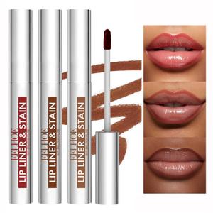 Peel Off Lip Stain Tattoo Set, 3 Colors Peel Off Lip Liner, Removable Lip Liner Set, Matte Finish Waterproof Lip Liner Pencil, Transfer-proof Peel Off Lip (3Colors/Set, B) (1 Count (Pack of 3))