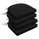 downluxe Outdoor Chair Cushions Set of 4 for Patio Furniture, Water-Resistant Patio Chair Cushions with Ties, High Density Foam Outdoor Seat Cushion, 17" X 16" X 2", Black