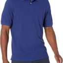 Amazon Essentials Men's Regular-Fit Cotton Pique Polo Shirt,(Large, Navy)
