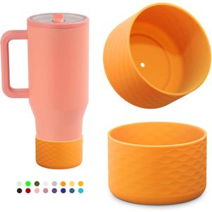 6 x yoelike 2 PCS Silicone Boot for Hydrojug Traveler 40 oz Tumbler, Anti-Slip Protective Sleeve for Hydrojug Stainless Steel Tumbler, Bottom Bumper Cover Accessories, Dishwasher Safe, BPA Free (Orange)