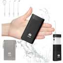 Portable Water Flosser for Teeth, Travel Water Flosser Picks, Mini Cordless Oral Irrigator Rechargeable Power Dental with Telescopic Water Tank, IPX7 Water proof for Brace & Sensitive Teeth Care, Black