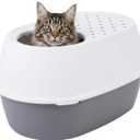 IRIS USA XX-Large Top Entry Cat Litter Box, Dog Proof, Gray/White