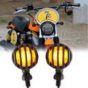 DREAMIZER Universal Motorcycle Turn Signals Light Bullet Black Driving Indicator Lights Brake Lamp for Motor Bikes and ATV - Amber Light