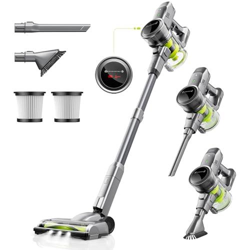 kalado Cordless Vacuum Cleaner 250w, 26000pa Stick Vacuum Cleaner, LED Display Screen, Detachable Battery, Suitable for Hard Floors, Carpets, Pet Hair