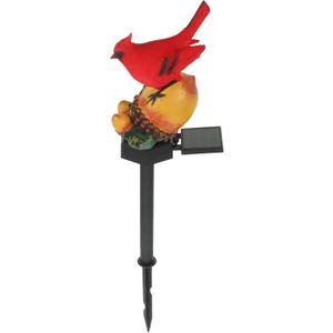 Didiseaon Red Cardinal Yard Stake, Solar Cardinal Garden Decor Bird Figurine with Nuts Solar Light Outdoor Stake Patio Yard Lawn Porch LED Pathway Christmas Decorations