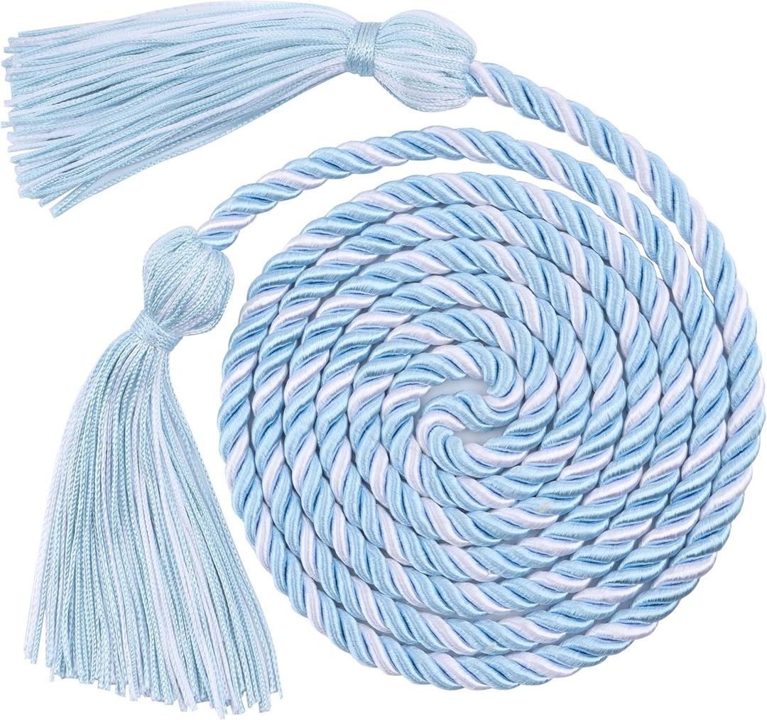 Graduation Cords, Cords for Graduation 2026, Light Blue White 68" Grad Chords Honor Cord Tassel Ropes for Grad Accessories Party Decorations Ceremonies College Students Master Doctoral Bachelor Gown