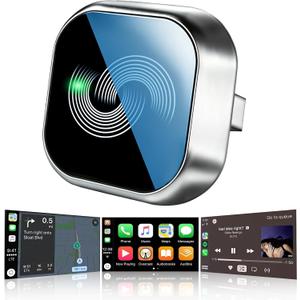 Wireless CarPlay Adapter for iPhone, 2-in-1 Wireless Car Play & Android Auto Adapter, 3X Fast Stable Connection-No Latency from iOS 10+, Wide Compatibility, Plug & Play for 2015+ Cars with USB/Type C