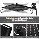 12 Inch Shower Head,High Pressure Rainfall Shower Head Combo with Handheld Spray- Adjustable 11" Extension Arm/Anti-Clog Nozzles,Matte Black