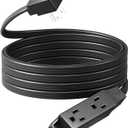 DEWENWILS 15FT Flat Plug Extension Cord Christmas, 3 Prong Ultra Thin Power Strip, 13A/125V/1625W, 16/3 Awg Grounded Flat Power Cable for Indoor Narrow Space, SPT-3 Cord, ETL Listed, Black