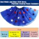 Women USA Red White and Blue Star Tutu 4th of July Tutu for Adult Independence Day Costume (Blue, L)