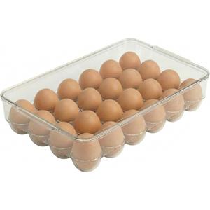 Clear Egg Holder for Refrigerator - Stackable Plastic Egg Tray with Lid, Large Capacity Egg Storage Bin, Durable Fridge Organizer for Kitchen & Countertop - Holds 24 Eggs