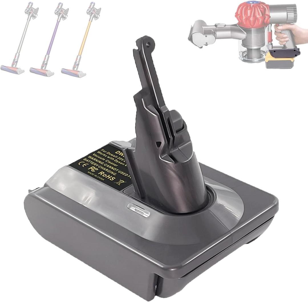 New Version V8 V7 Battery Adapter for DeWalt 20V Lithium Battery Convert to Replace for Dyson V8 V7 Battery, Work for Dyson V8/7 Series Vacuum Cleaners V8/7 Animal V8/7 Absolute V8/7 Motorhead