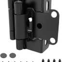 Chibery 10 Pack | 1/2 inch Overlay Semi Partial Wrap Around Cabinet Hinges, Self Closing Face Frame Variable Decorative Replacement, Kitchen Hardware, with Screw & Quiet Bumper (Matte Black)