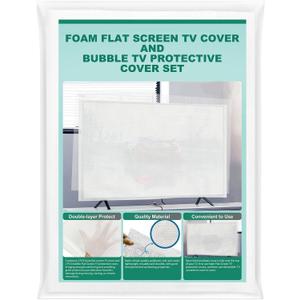 Rontion Foam Flat Screen TV Cover and Bubble TV Protective Cover for 58 to 65 inch, 59''W x 35''H Anti-scratch Tear-proof TV Display Screen Protectors for House Moving,Home Renovation,or Storing