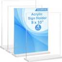 4 Pack Acrylic Sign Holder 8x 10 ,T shape Double Side Clear Acrylic Menu Display Stand for Restaurants ,Office ,Photo frames ,Store -Vertical