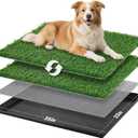 LOOBANI 35x23in Large Dog Litter Box: Dog Grass Pad with Tray with 2Artificial Grass Pads + 1Drainage Grate - Quickly Absorbent Portable Patio Potty for Balcony Apartment Indoor Outdoor Use
