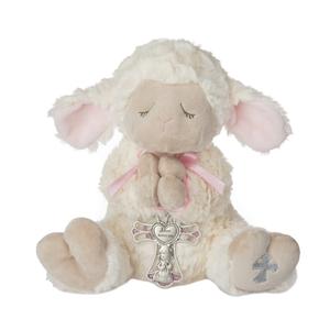 Ganz Serenity Lamb with Crib Cross Christening or Baptism Gift, Pink
