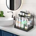 Under Sink Organizer, 2 Tier L-Shaped Bathroom Kitchen Organizers and Storage, Pull Out Sink Cabinet Drawer Shelf Pantry Organizer and Storage, Black