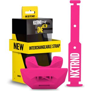 Nxtrnd One Pro Football Mouth Guard, Interchangeable Strap, Fits Adult & Youth (Pink)