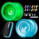 MAGICYOYO K2 Crystal Yoyos Glow in The Dark, Responsive Yoyo for KidsUnresponsive Yo yos for Adults, Plastic Yo-Yo Professional for Fingerspin Trick + 12 Strings + Accessory kit (Glow Yoyo Pack)