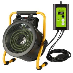 Aarcinhke Greenhouse Heater with Digital Thermostat, 1500W Electric Outdoor Heaters for Patio, Fast Heating, Overheat Protection, Dustproof Design for Grow Tent, Green House, Flower Room, Yellow-Black