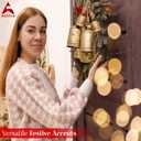 AKATVA Large Christmas Bells for Decoration  Cow Bells for Rustic Christmas Decor  Gold Bells for Christmas Decorations  Vintage Christmas Decor  Rustic Bells on Rope  Set of 6 Pieces