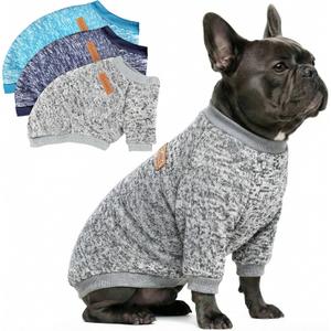 3 Pack Dog Sweaters for Girl Boy Winter Fleece Clothes Warm Soft Dog Sweatshirt Outfit for Dogs Cats Pet Apparel (XXL (Back: 20.4", Chest: 26.7", 22-26 lbs), Navy Blue+Grey+Light Blue)