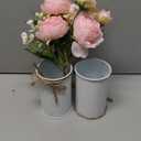 6 Sets Artificial Peonies Flower Peony Bouquet with Galvanized Metal Pot Silk Fake Peonies Faux Flower Arrangements for Wedding Table Centerpiece Party Home Room (Pink)