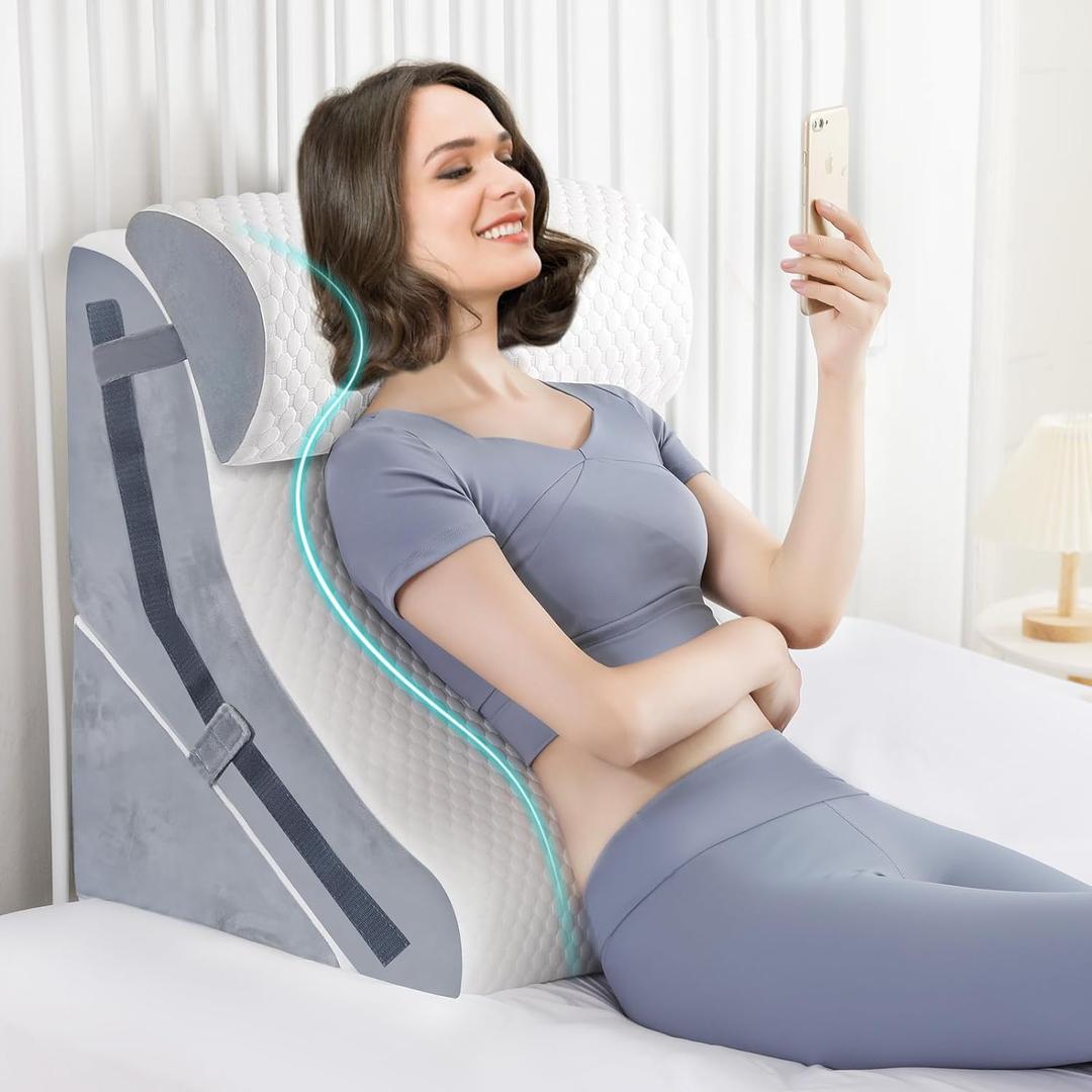 Wedge Pillow for Sleeping, Orthopedic Bed Wedge Pillow Set, 15-in-1 3PCS Adjustable Memory Foam Wedge Pillows Post Surgery, 9 &16 & 20 inches Height 3-in-1 Incline Wedges Pillows