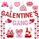 Galentines Gang Banner: Happy Valentines Day Party Decorations Red Pink Glittery Heart Garland Happy Galentines Day Bachelorette Floral Bridal Shower Anniversary Red and Pink Glitter Party Supplies