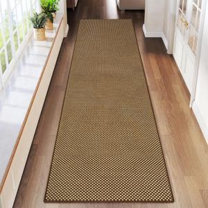 YDKGL 2x8 ft Hallway Runner Rug Extra Long Boho Woven Kitchen Runner Rugs Mat Non Slip Washable, Soft Entryway Laundry Floor Carpet for Indoor Backdoor Bedroom Hallway Living Room, Dark Brown/Coffee