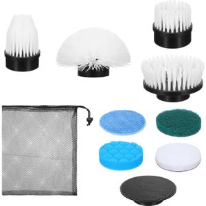 Electric Spin Scrubber Replacement Brush Heads, 8 Pack Cordless Spin Scrubber Brush Replaceable Heads with Base and Storage Bag, Rotatable Cleaning Brushes for Household Bathroom Floor Tile Car