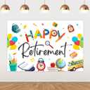 Teacher Retirement Party Decoration Happy Retirement Backdrop Banner 75ft Colorful Pen School Background Prop for Woman Man Teacher Party Decoration
