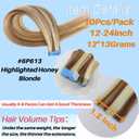 Highlighted Honey Blonde Tape in Hair Extensions Real Human Hair Invisible Remy Mini Tape in Straight Natural Hair Extensions for Women