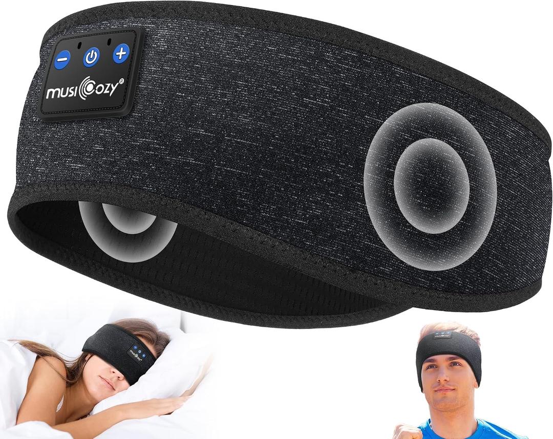 MUSICOZY Sleep Headphones Bluetooth 5.4 Headband, Wireless Earphones Music Sleep Earbuds Sleeping Eye Mask with HD Stereo Speakers for Workout Running Travel Yoga, Ideal Gifts for Men Women Mom Dad