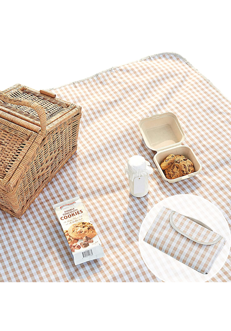 Cute Gingham Picnic Blanket, Waterproof Foldable (  X-Large)