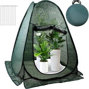 1 PCS Pop up Plant Cover Tent for Outdoor Plants, Large Plant Shade Tent 80% UV Resisitant Sunblock Shade Cloth Net Zipper Door Garden Pest Guard Plants Sun Protection with 8 Stakes,  39in