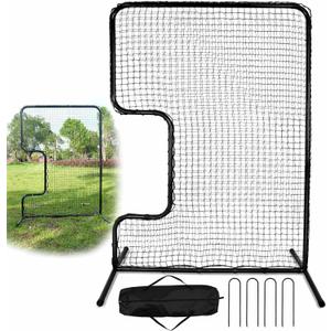 Heavy Duty Standard C Softball Pitching Screen, C Screen Baseball for Batting Cage, Portable Softball Baseballs Pitching Machine Protective Screen with 33 x 18 Cutout, Batting Practice Equipment