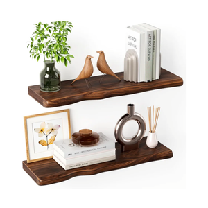 Floating Shelves for Wall Rustic Farmhouse 24 Inch Floating Shelf Bathroom Wooden Shelves for Wall Mounted Live Edge Pine Wall Shelf with Unique Natural Grain for Living Room Bedroom Kitchen (Walnut)