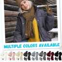 Winter Hat Scarf Gloves Set,Fleece Lined Pom Pom Beanie Hat Warm Knit Long Scarf Touchscreen Gloves Winter Gifts for Women (Brown)