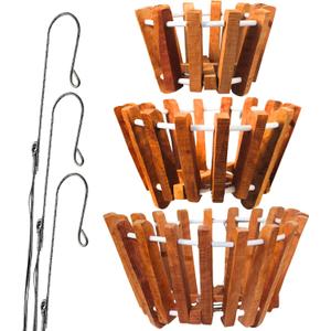 Set of 3 Rustic Specialist Orchid Growing Baskets for Outdoors with Hangers, Vanda Baskets