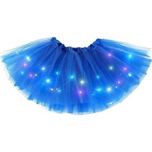 Girl Tutu Skirt, Light Up LED Ballet Tutu Skirt 2-8 Years Fluffy Ballet Dress Up Costume for Kids Party (Blue)