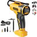 Tire Inflator Portable Air Compressor Compatible with Dewalt 20V Battery, DC 12V Car Power Supply, 160PSI Cordless Air Pump with LCD Pressure Gauge, LED Light, 5 Preset Modes for Car, Bike, Ball