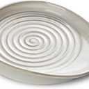 Ceramic Spoon Rest for Stove Top, Spoon Holder for Kitchen Counter, Farmhouse Cooking Utensil Holder for Spoons, Ladles, Spatula, Glazed White