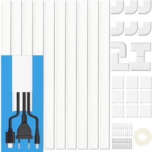 Cord Cover Raceway Kit - 157" Paintable Cable Concealer, Wire Hider for TV Wall Mounting and Wire Management (Medium, White) Cord Cover Raceway Kit - 157" Paintable Cable Concealer, Wire Hider for TV Wall Mounting and Wire Management (Medium, White)