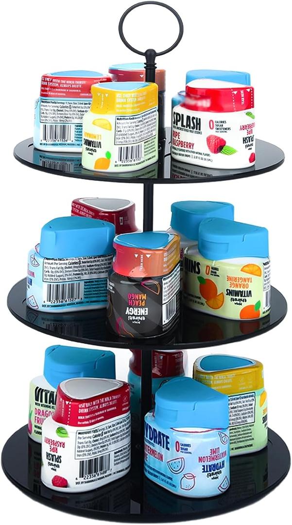 Pod Holder for Ninja Thirsti, 15-Flavor Storage Organizer for Thirsty Drink System, Water Flavoring (Black)