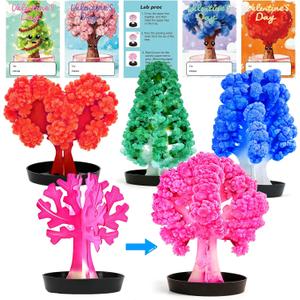 24 Pack Valentines Day Growing Crystal Trees Kit With Greeting Cards for Kids STEM Science Experiment Craft Party Favors School Classroom Gifts Exchange Goodie bags for Boys and Girls