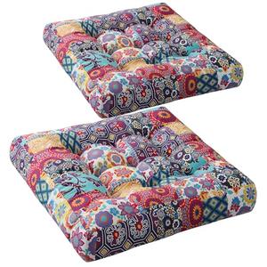 Codi Floor Cushions Seating for Adults and Kids Set of 2, Square Large Boho Pillows for Yoga Living Room Tatami Sitting Home Decor, Memory Foam Added, 22x22 Inch Multi Patchwork